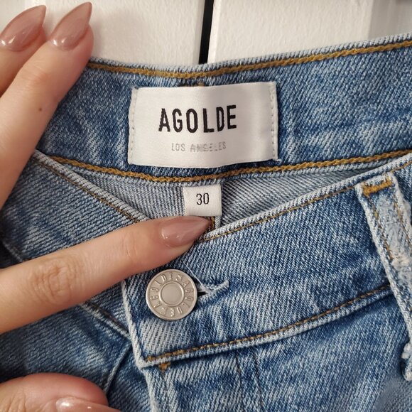 Women's Agolde Nico High Rise Light Blue Jeans - Picture 4 of 4